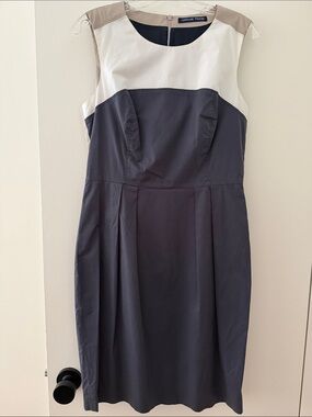 Caroline Freese Gray Cotton Color-block Dress